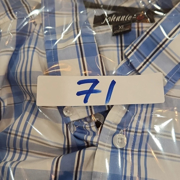 Johnnie O Shirt Mens XL Blue White Plaid Button Down West Coast Prep Surfer - Picture 14 of 14